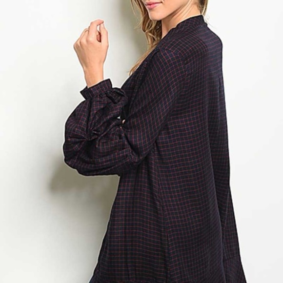 Long Sleeve Long Plaid Cardigan - Picture 3 of 4